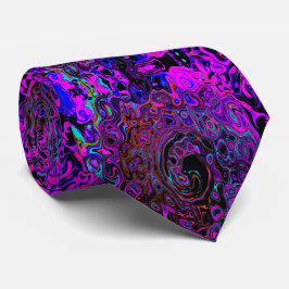 Trippy Black en Magenta Retro Liquid Swirl Stropdas