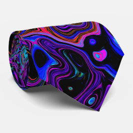 Trippy Black en Magenta Retro Liquid Swirl Stropdas