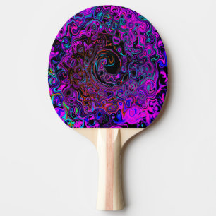 Trippy Black en Magenta Retro Liquid Swirl Tafeltennisbatje