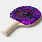Trippy Black en Magenta Retro Liquid Swirl Tafeltennisbatje (Voorkant Gekanteld)