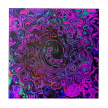 Trippy Black en Magenta Retro Liquid Swirl
