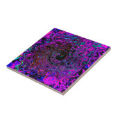 Trippy Black en Magenta Retro Liquid Swirl Tegeltje (Zijkant)