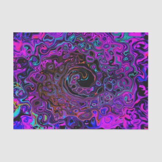 Trippy Black en Magenta Retro Liquid Swirl Tissuepapier (Voorkant)