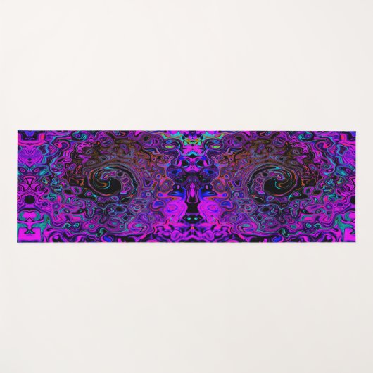 Trippy Black en Magenta Retro Liquid Swirl Yogamat (Voorkant (horizontaal))