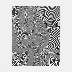 Trippy Black en White Abstract patroon Fleece Deken