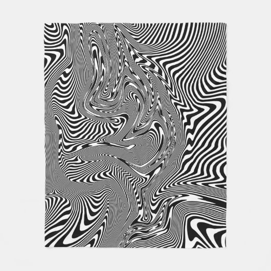 Trippy Black en White Abstract patroon Fleece Deken (Voorkant)