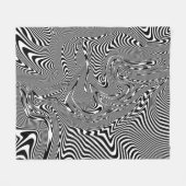 Trippy Black en White Abstract patroon Fleece Deken (Voorkant (Horizontaal))