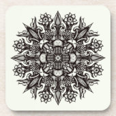 Trippy Black en white cool psychedelic mandala Bier Onderzetter (Voorkant)