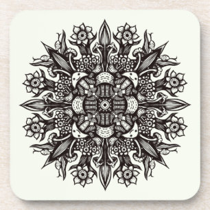 Trippy Black en white cool psychedelic mandala Bier Onderzetter