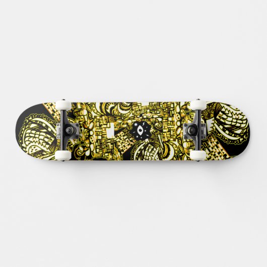 Trippy Black Gold Doodle Persoonlijk Skateboard (Horizontaal)