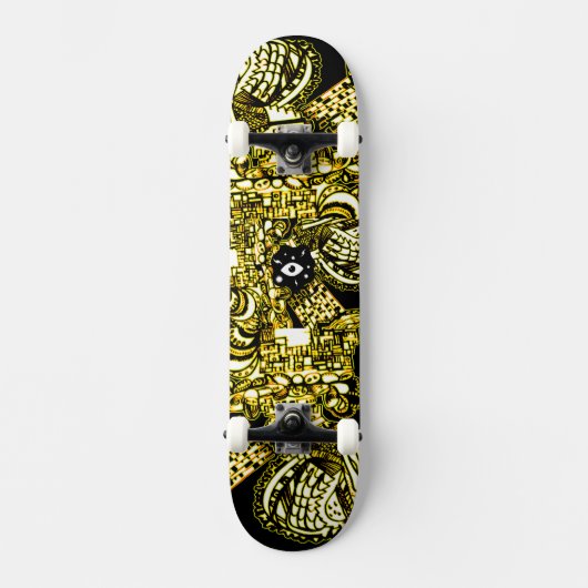 Trippy Black Gold Doodle Persoonlijk Skateboard (Voorkant)