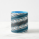 Trippy Black White Blue Wavy Stripes Abstract Cool Mok (Midden)