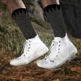 Trippy Black White Chevron Stripes Abstract Cool Sokken