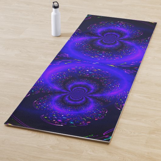 Trippy Blauw Zwart Gouden Dolfijn Yoga Mat (In situ)