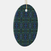 Trippy Blue Green Quilt Geometric Keramisch Ornament (Rechts)