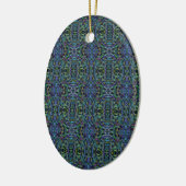 Trippy Blue Green Quilt Geometric Keramisch Ornament (Links)