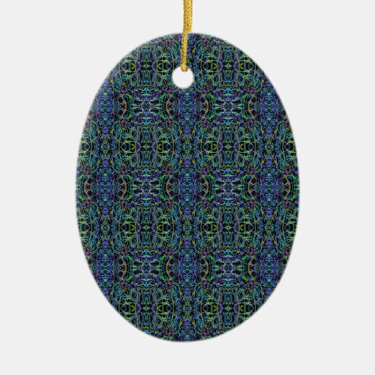 Trippy Blue Green Quilt Geometric Keramisch Ornament (Voorkant)