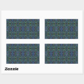 Trippy Blue Green Quilt Geometric Rechthoekige Sticker (Vel)