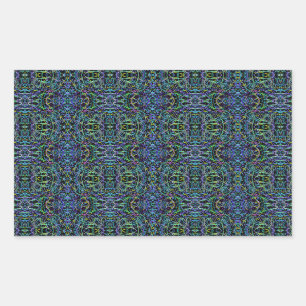 Trippy Blue Green Quilt Geometric Rechthoekige Sticker
