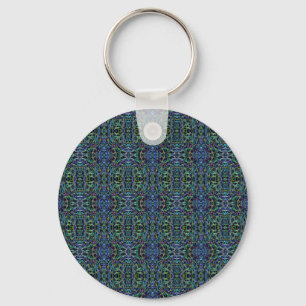 Trippy Blue Green Quilt Geometric Sleutelhanger