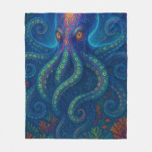 Trippy Blue Octopus Fleece Deken (Voorkant)