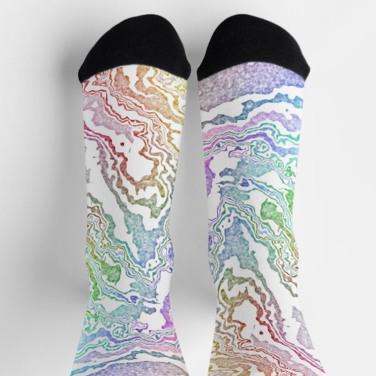 Trippy Boho Marbled Kleurrijke Regenboog Abstract Sokken (Top)