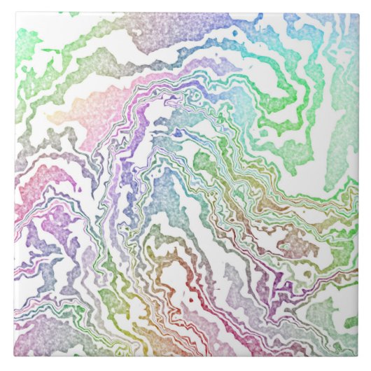 Trippy Boho Marbled Kleurrijke Regenboog Abstract Tegeltje (Voorkant)