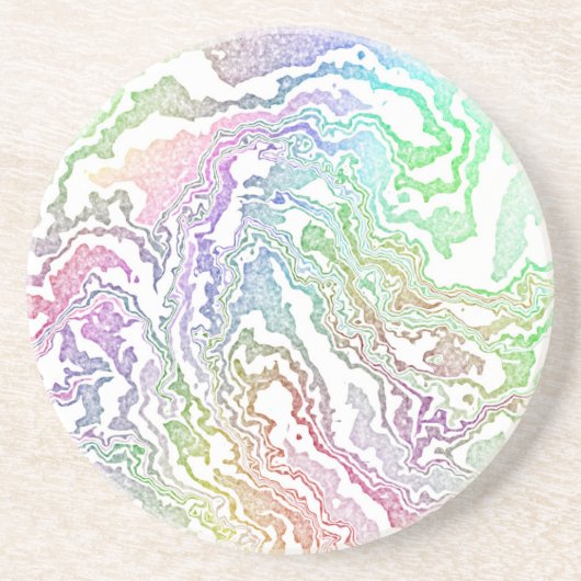Trippy Boho Marbled Kleurrijke Regenboog Abstract Zandsteen Onderzetter (Voorkant)