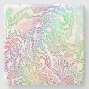 Trippy Boho Marmer Kleurrijk Regenboog Abstract Stenen Onderzetter