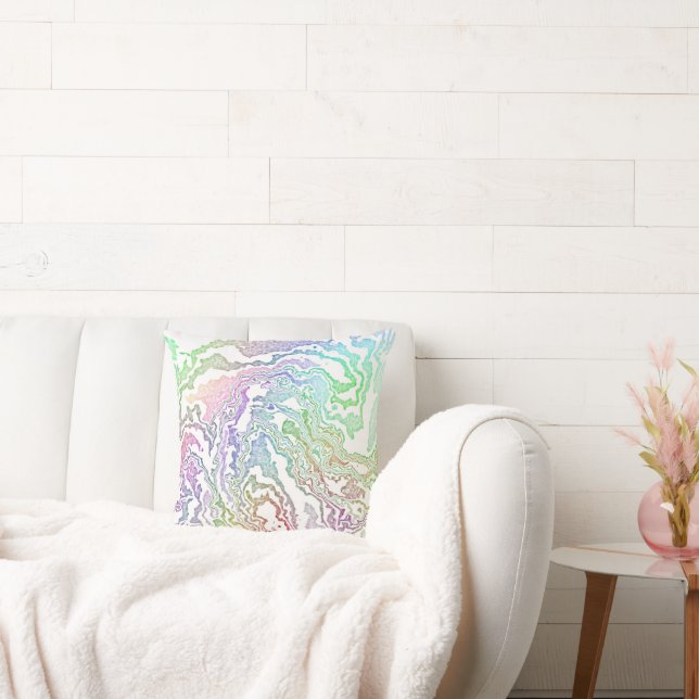 Trippy Boho Marmer Kleurrijke Regenboog Abstract Kussen (Bank)