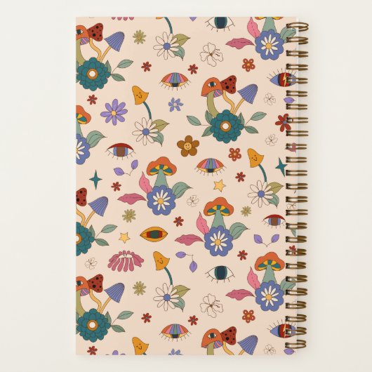 Trippy Boho Psychedelic Mushroom en Ogen Notitieboek (Achterkant)