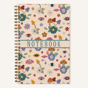 Trippy Boho Psychedelic Mushroom en Ogen Notitieboek
