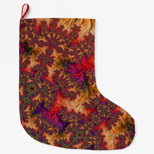Trippy Bright Dazzling Vertakking Abstract Fractal Grote Kerstsok (Voorkant)