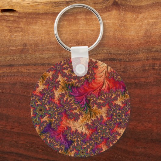 Trippy Bright Dazzling Vertakking Abstract Fractal Sleutelhanger (Voorkant)