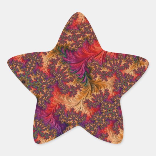 Trippy Bright Dazzling Vertakking Abstract Fractal Ster Sticker (Voorkant)
