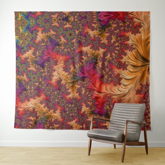 Trippy Bright Dazzling Vertakking Abstract Fractal Wandkleed (In Situ (horizontaal))