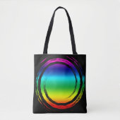 Trippy Bright Rainbow Swirling Circle op zwart Tote Bag (Voorkant)