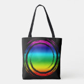 Trippy Bright Rainbow Swirling Circle op zwart Tote Bag (Achterkant)