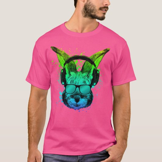 Trippy Bunny Shirt DJ Ravers EDM Techno Psychedeli (Voorkant)