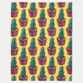Trippy Cactus Pattern Yellow Weird Psychedelic Fleece Deken (Voorkant)