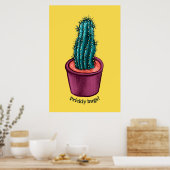 Trippy Cactus Pot Funny Psychedelic Prickly Hugs Poster (Keuken)