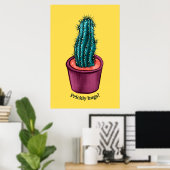 Trippy Cactus Pot Funny Psychedelic Prickly Hugs Poster (Thuiskantoor)