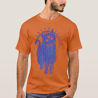 Trippy Cat Blue Flower of life Edition T-shirt