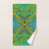 Trippy Chartreuse en Blauwe Abstracte Vlinder Bad Handdoek (Handdoek)