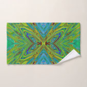 Trippy Chartreuse en Blauwe Abstracte Vlinder Bad Handdoek (Handdoek)