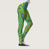Trippy Chartreuse en Blauwe Abstracte Vlinder Leggings (Rechts)