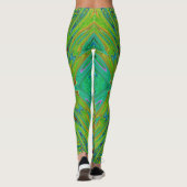 Trippy Chartreuse en Blauwe Abstracte Vlinder Leggings (Achterkant)