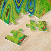 Trippy Chartreuse en Blauwe Abstracte Vlinder Legpuzzel (Zijkant)