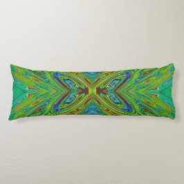 Trippy Chartreuse en Blauwe Abstracte Vlinder Lichaamskussen
