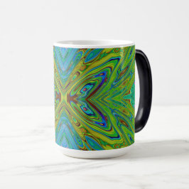 Trippy Chartreuse en Blauwe Abstracte Vlinder Magische Mok